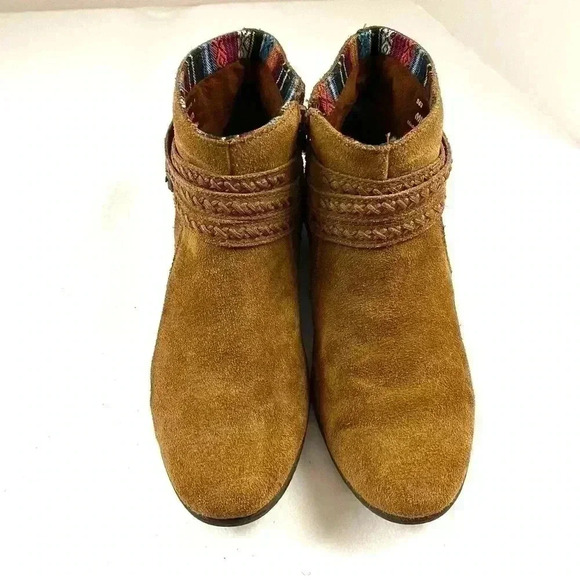 Minnetonka Women's Dixon Brown Suede Braided Buckle Moccasin Zip Booties Size 8 - Picture 5 of 10